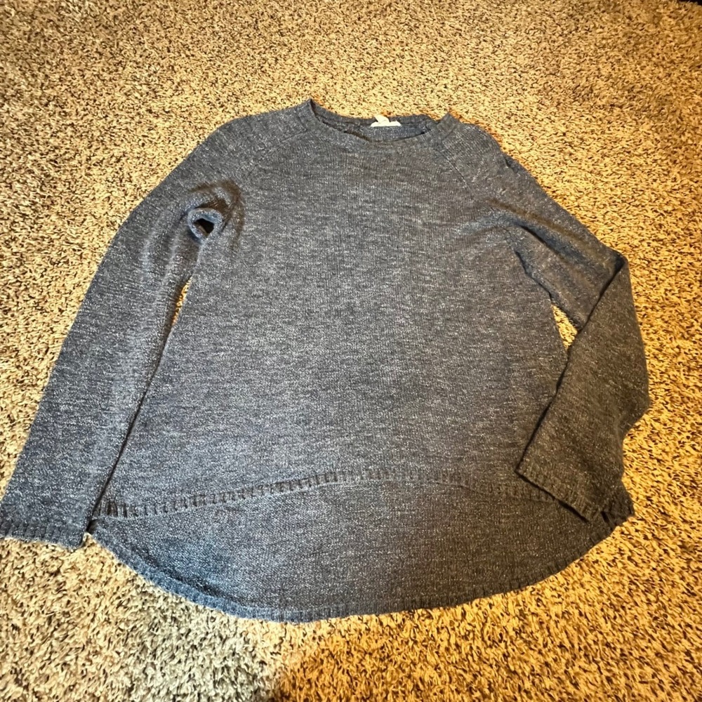EILEEN FISHER PETITE Blue Knit Pullover‎ Sweater Long Sleeve Round Neck Top M